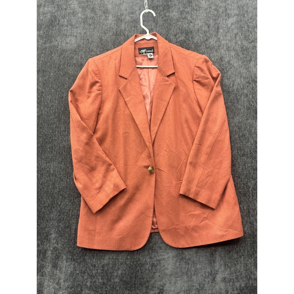 Vintage Sag Harbor Blazer Jacket Women 12 Peach Wool Notch Lapel Formal Business